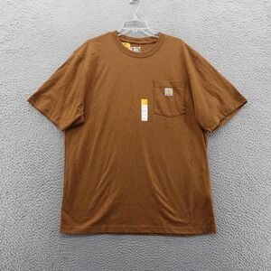 Carhartt Mens Large Loose Fit Heavyweight Short Sleeve Pocket T Shirt Brown NEW